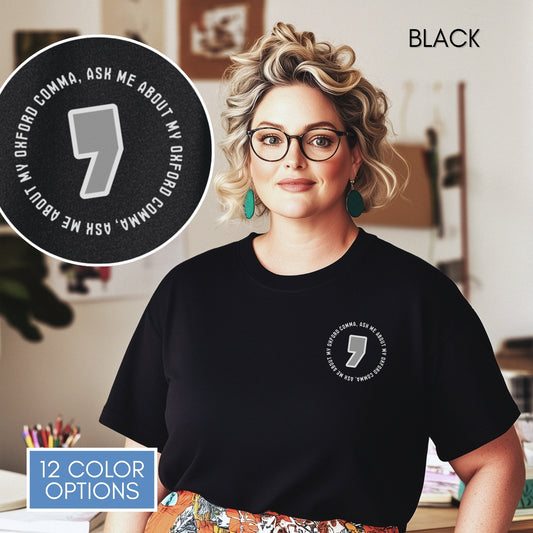 Oxford Comma Unisex Crewneck T-Shirt | Literary Apparel, English Language Tee