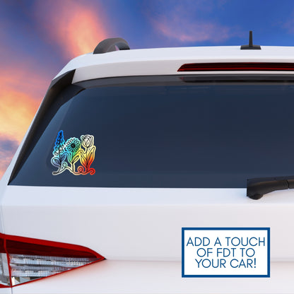 Subtle FDT Flowers Holographic Vinyl Decal | Foxglove Daisy Tulip Sticker (5 Sizes)