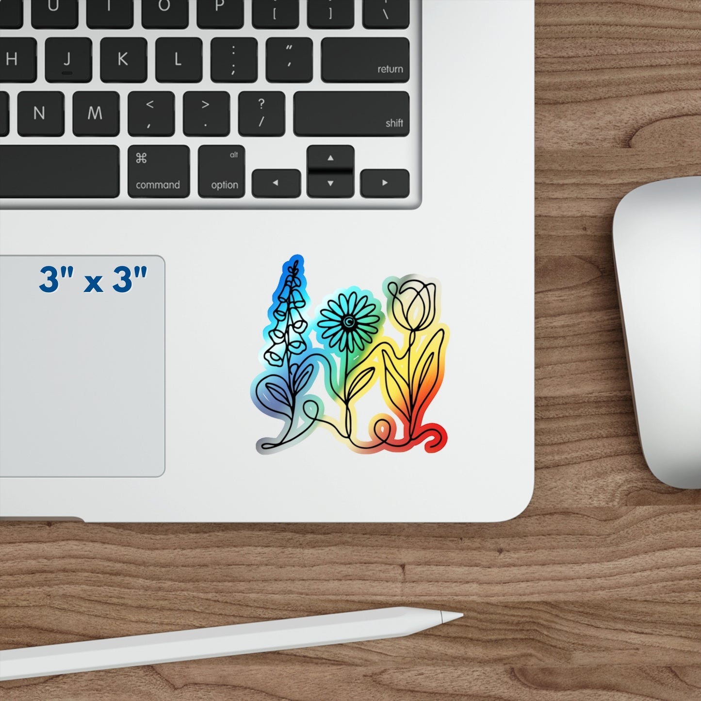 Subtle FDT Flowers Holographic Vinyl Decal | Foxglove Daisy Tulip Sticker (5 Sizes)