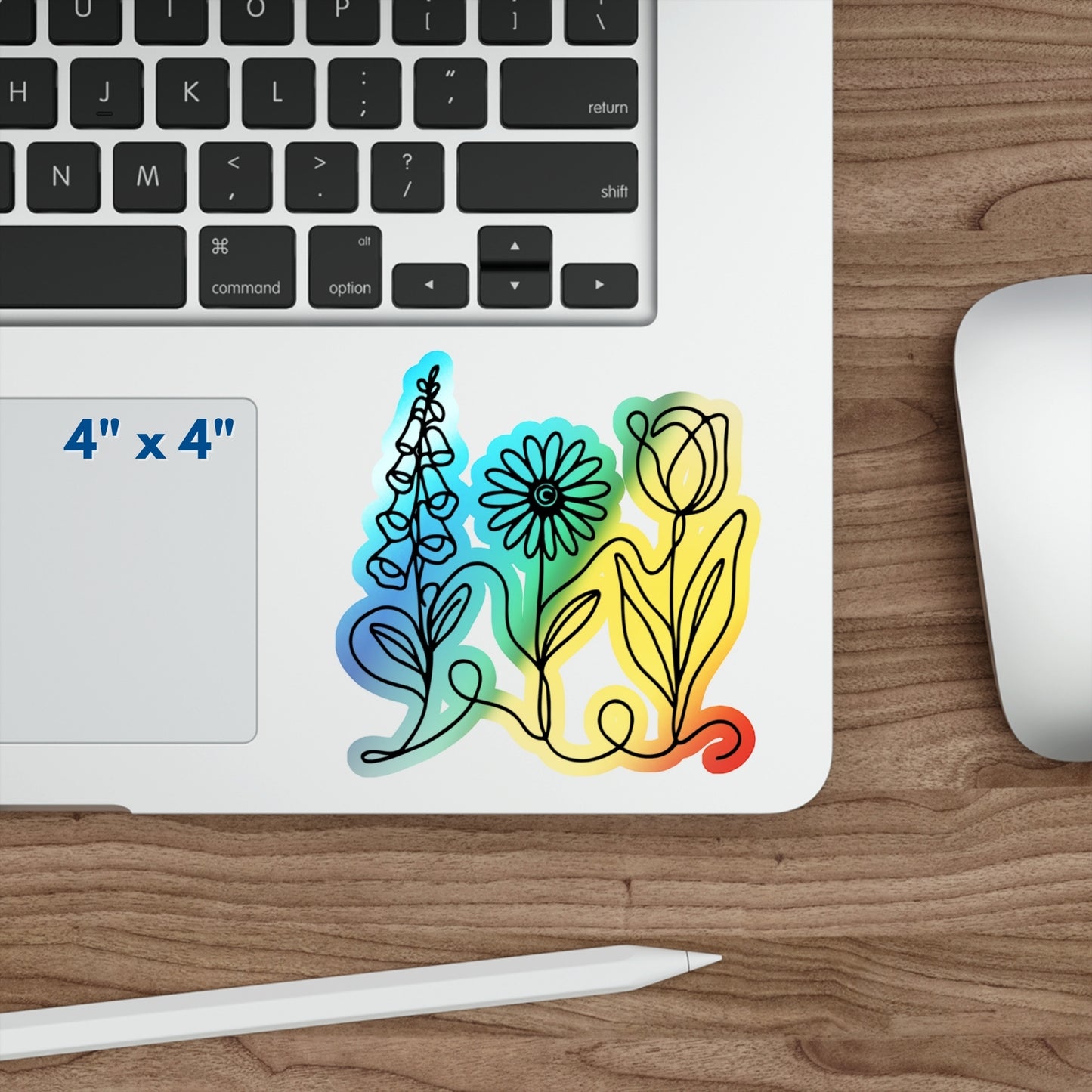 Subtle FDT Flowers Holographic Vinyl Decal | Foxglove Daisy Tulip Sticker (5 Sizes)