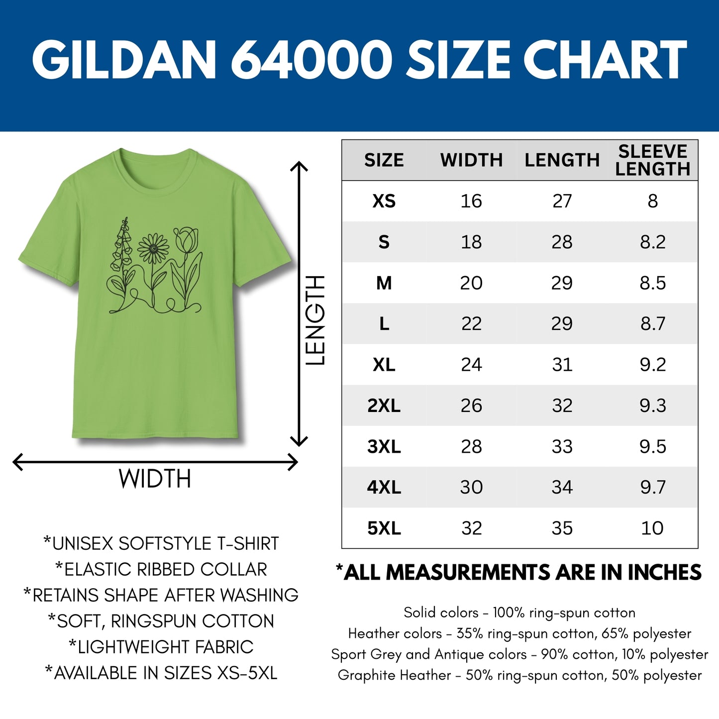 *Subtle FDT Flowers Unisex Softstyle T-Shirt | Foxglove Daisy Tulip, 100% Cotton