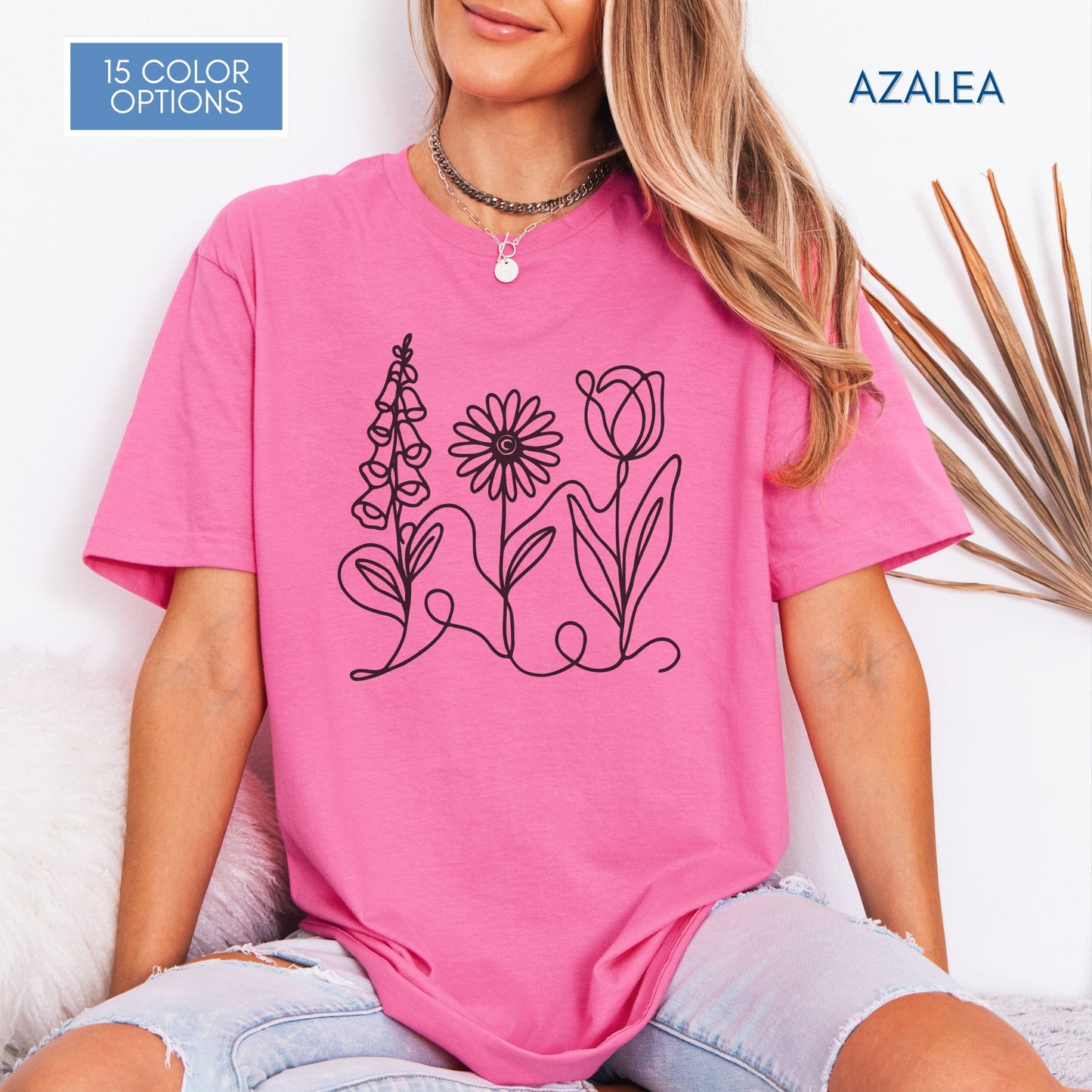 *Subtle FDT Flowers Unisex Softstyle T-Shirt | Foxglove Daisy Tulip, 100% Cotton