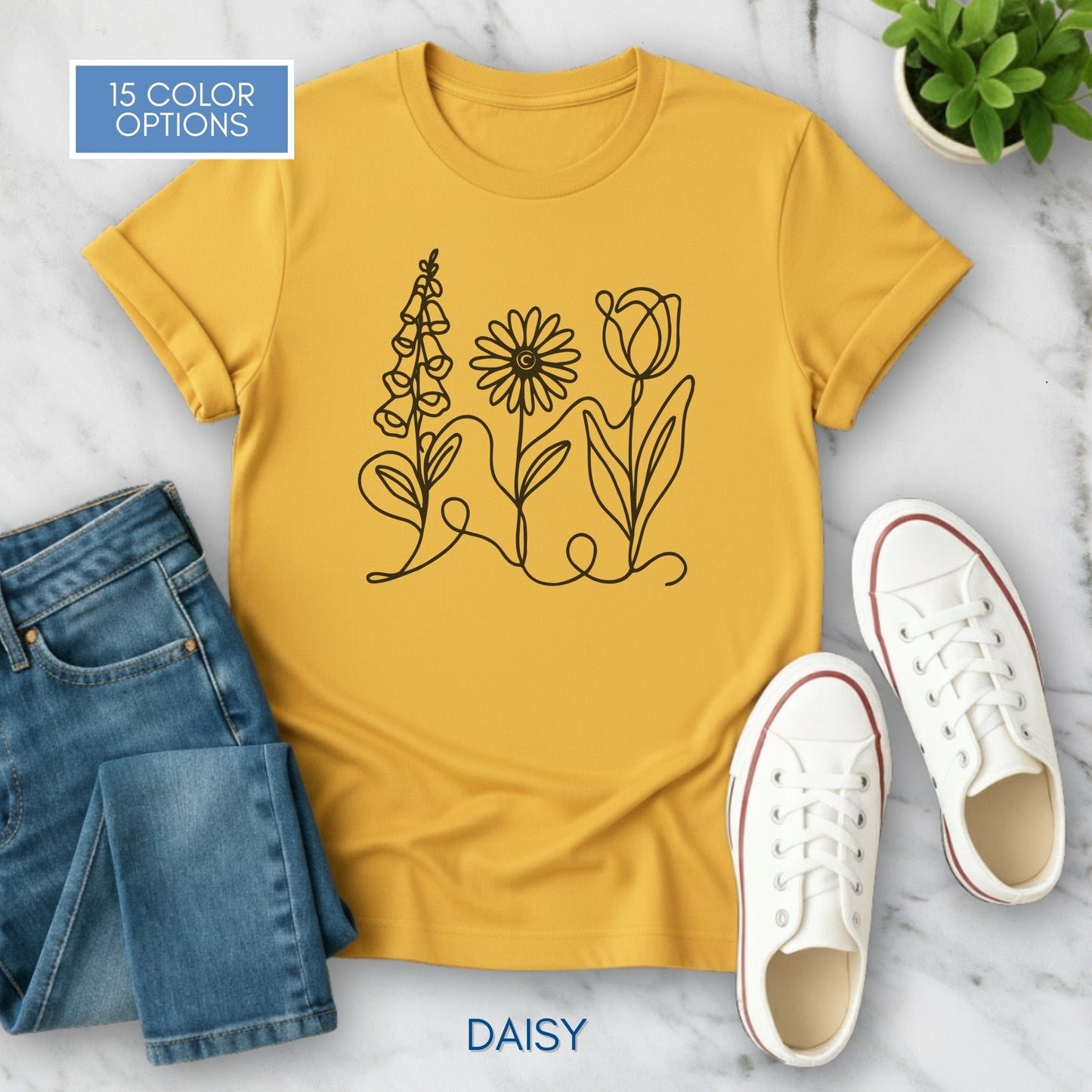 *Subtle FDT Flowers Unisex Softstyle T-Shirt | Foxglove Daisy Tulip, 100% Cotton