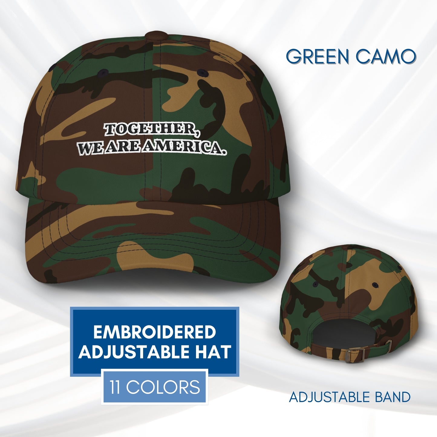 Together We Are America Classic Dad Hat | Embroidered Cotton Baseball Cap, Adjustable Fit