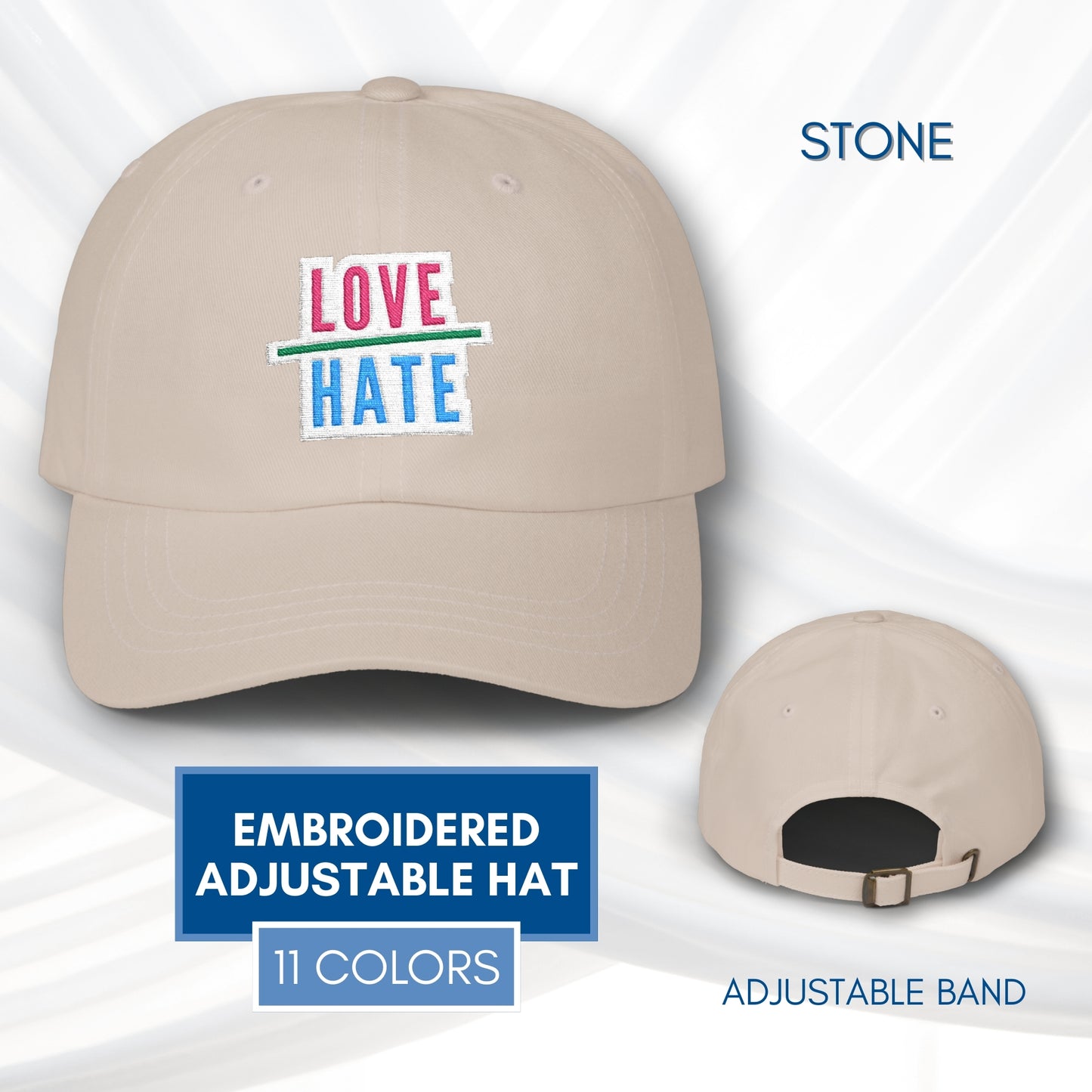 Love Over Hate Embroidered Baseball Cap | Power of Love Dad Hat