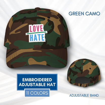 Love Over Hate Embroidered Baseball Cap | Power of Love Dad Hat