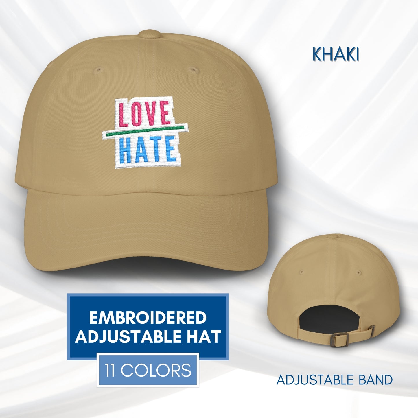 Love Over Hate Embroidered Baseball Cap | Power of Love Dad Hat