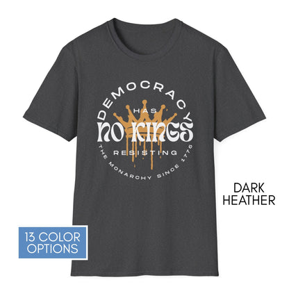 No Kings Protest T-Shirt | Patriotic Activist Apparel, Democratic Activism Rally Graphic Tee (Unisex)