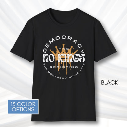 No Kings Protest T-Shirt | Patriotic Activist Apparel, Democratic Activism Rally Graphic Tee (Unisex)
