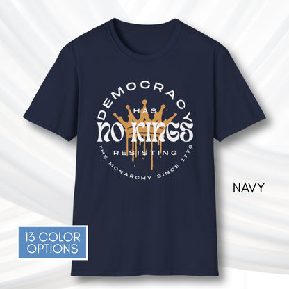 No Kings Protest T-Shirt | Patriotic Activist Apparel, Democratic Activism Rally Graphic Tee (Unisex)