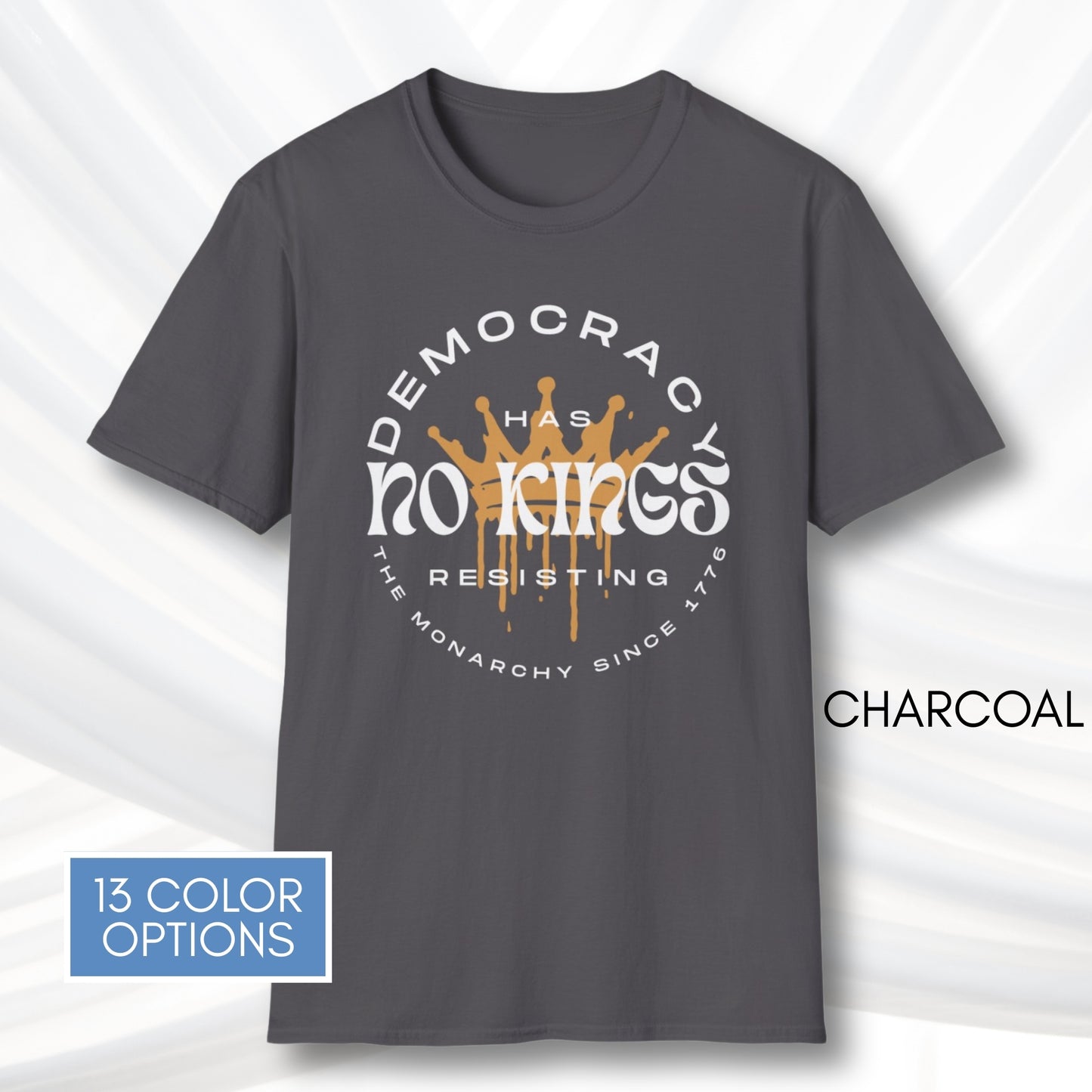 No Kings Protest T-Shirt | Patriotic Activist Apparel, Democratic Activism Rally Graphic Tee (Unisex)