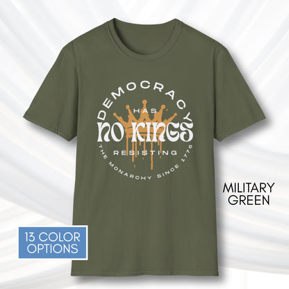 No Kings Protest T-Shirt | Patriotic Activist Apparel, Democratic Activism Rally Graphic Tee (Unisex)