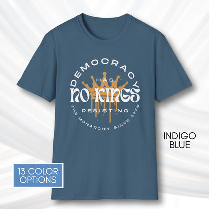 No Kings Protest T-Shirt | Patriotic Activist Apparel, Democratic Activism Rally Graphic Tee (Unisex)