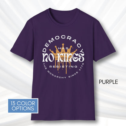 No Kings Protest T-Shirt | Patriotic Activist Apparel, Democratic Activism Rally Graphic Tee (Unisex)