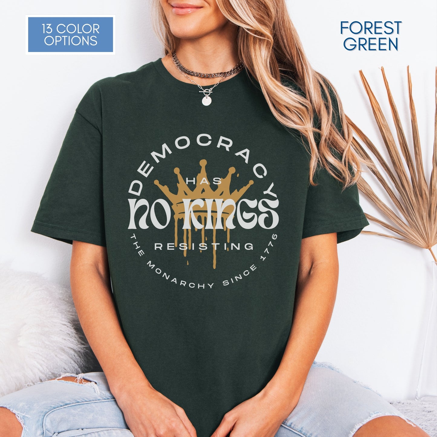 No Kings Protest T-Shirt | Patriotic Activist Apparel, Democratic Activism Rally Graphic Tee (Unisex)