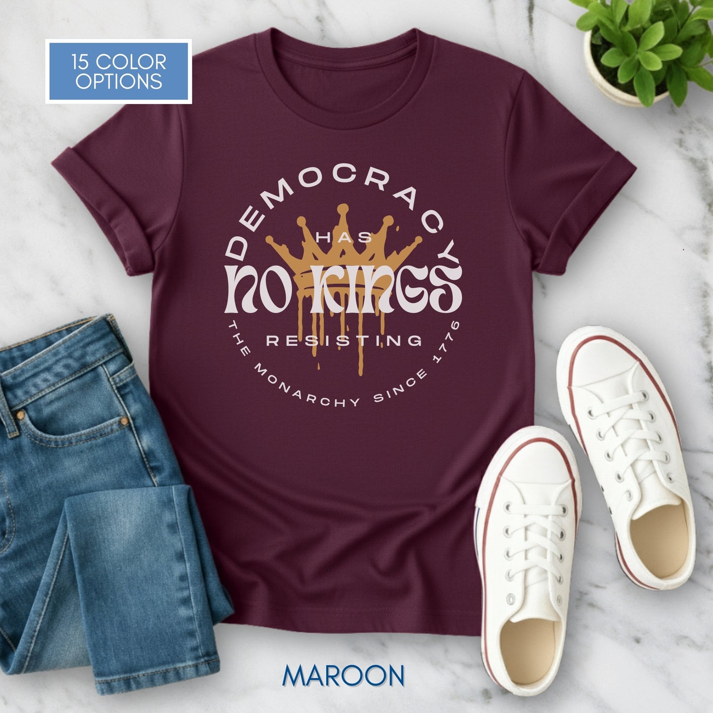 No Kings Protest T-Shirt | Patriotic Activist Apparel, Democratic Activism Rally Graphic Tee (Unisex)