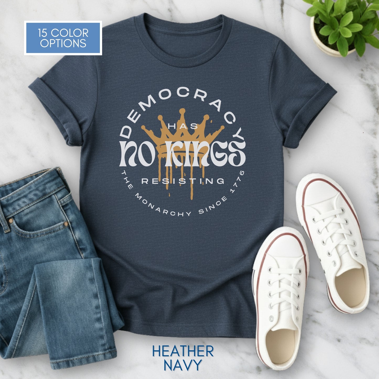 No Kings Protest T-Shirt | Patriotic Activist Apparel, Democratic Activism Rally Graphic Tee (Unisex)
