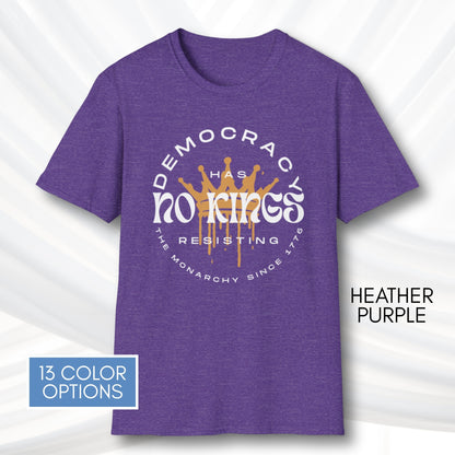 No Kings Protest T-Shirt | Patriotic Activist Apparel, Democratic Activism Rally Graphic Tee (Unisex)