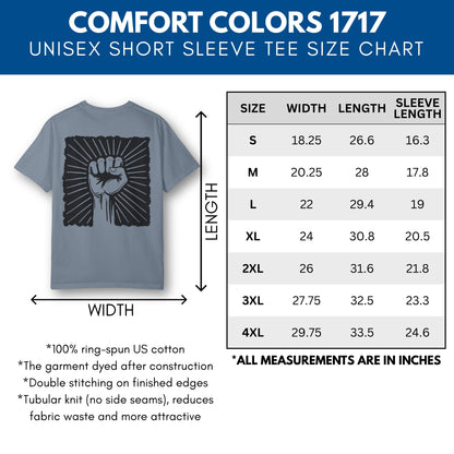 Raised Fist Solidarity Protest Graphic T-shirt | Vintage Linocut Tee (Comfort Colors)
