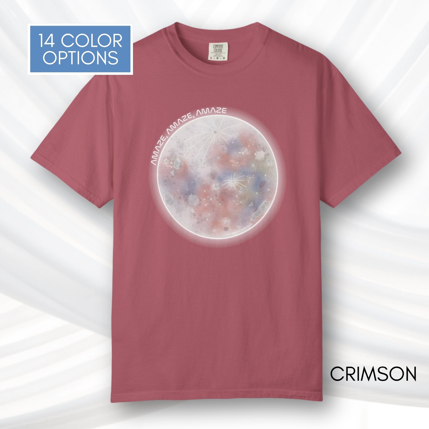 Amaze Moon, Artemis II Inspired Unisex Graphic Tee | Hand Drawn Illustration T-Shirt (Comfort Colors)