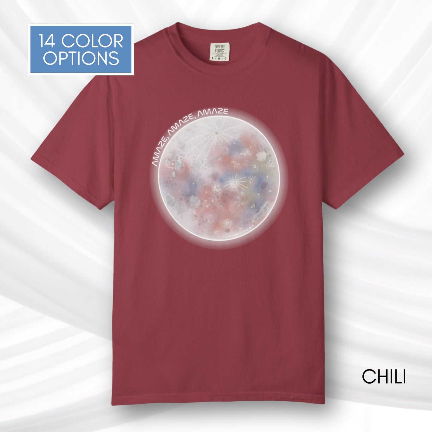 Amaze Moon, Artemis II Inspired Unisex Graphic Tee | Hand Drawn Illustration T-Shirt (Comfort Colors)