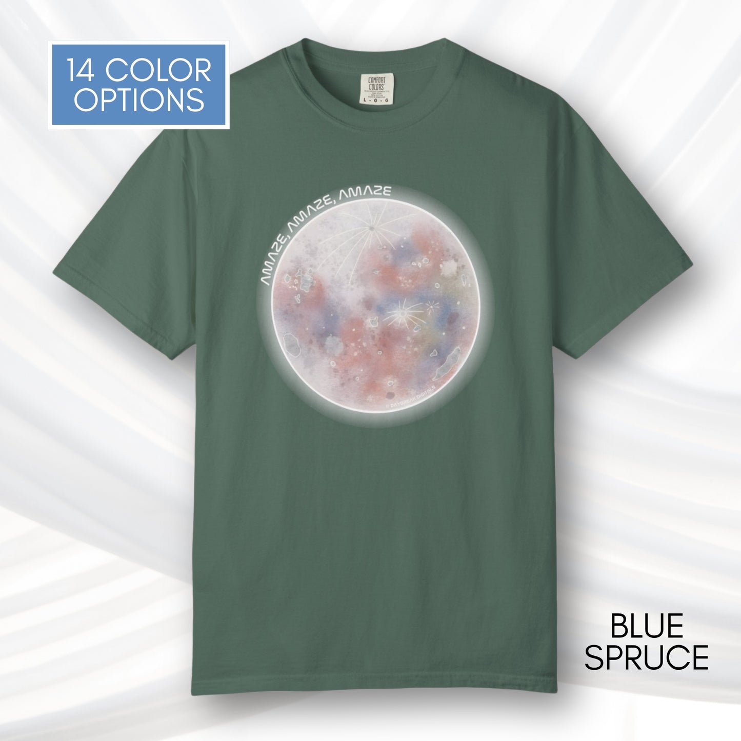 Amaze Moon, Artemis II Inspired Unisex Graphic Tee | Hand Drawn Illustration T-Shirt (Comfort Colors)