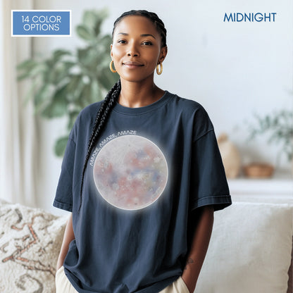 Amaze Moon, Artemis II Inspired Unisex Graphic Tee | Hand Drawn Illustration T-Shirt (Comfort Colors)