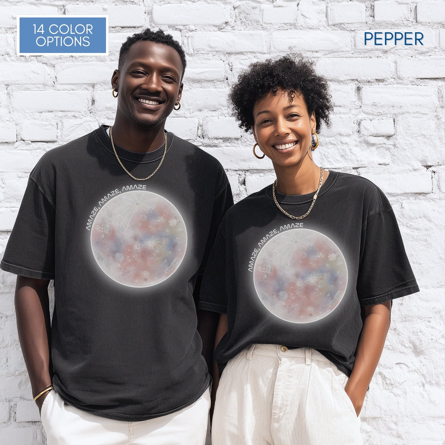 Amaze Moon, Artemis II Inspired Unisex Graphic Tee | Hand Drawn Illustration T-Shirt (Comfort Colors)