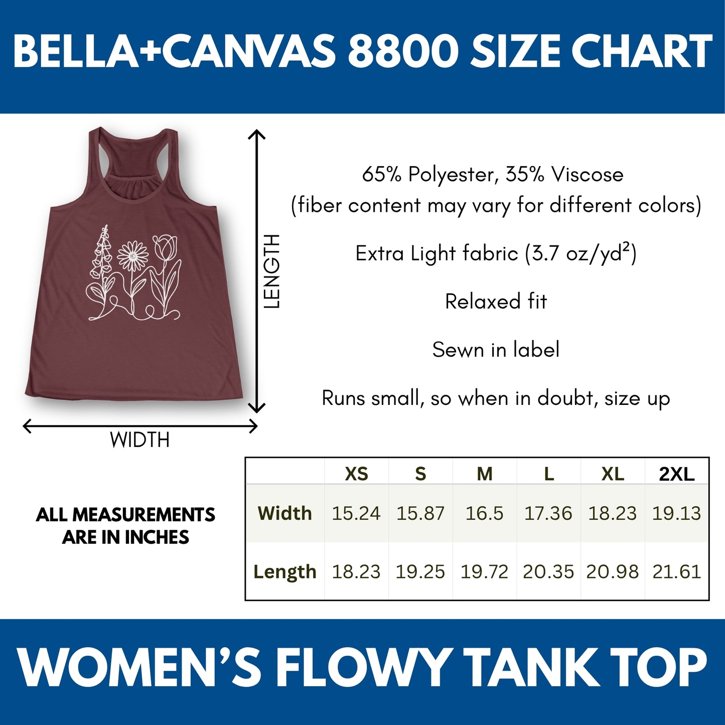 Foxglove Daisy Tulip Racerback Tank Top | Women's Flowy Summer Workout Shirt, Subtle FDT Flowers