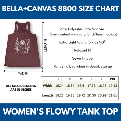 Foxglove Daisy Tulip Racerback Tank Top | Women's Flowy Summer Workout Shirt, Subtle FDT Flowers