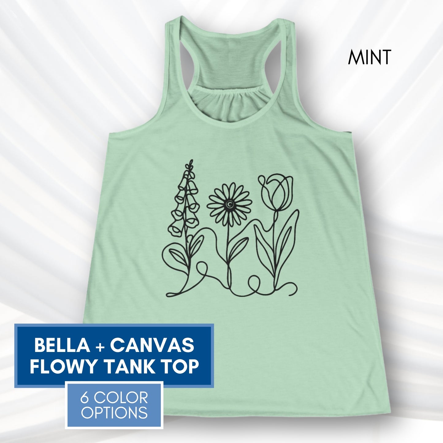 Foxglove Daisy Tulip Racerback Tank Top | Women's Flowy Summer Workout Shirt, Subtle FDT Flowers
