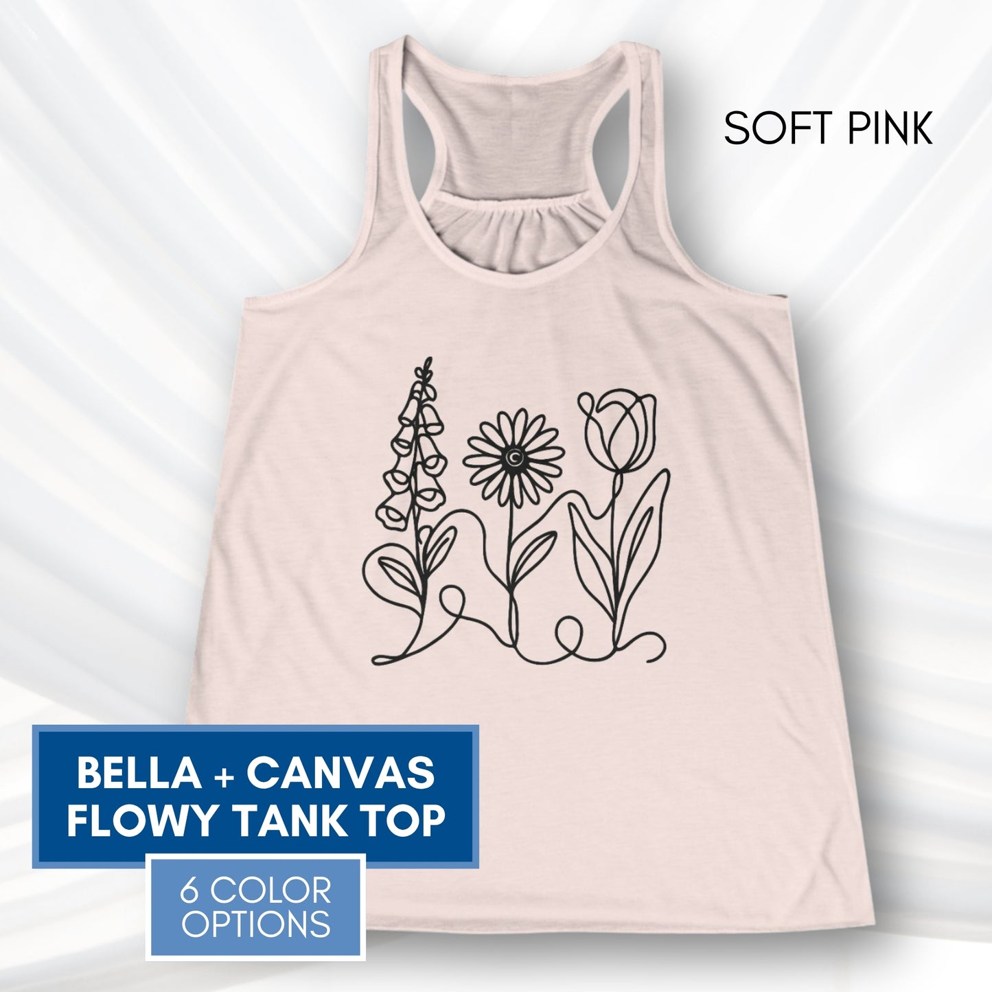 Foxglove Daisy Tulip Racerback Tank Top | Women's Flowy Summer Workout Shirt, Subtle FDT Flowers