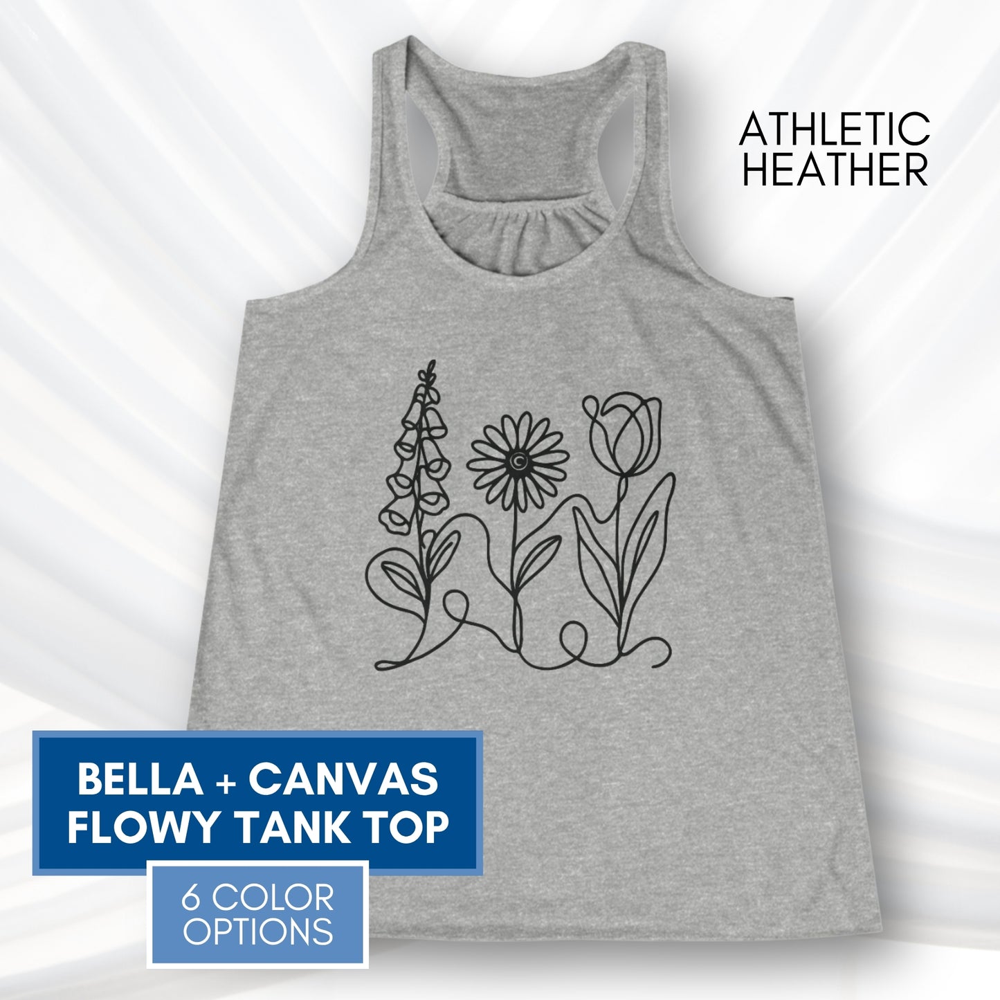 Foxglove Daisy Tulip Racerback Tank Top | Women's Flowy Summer Workout Shirt, Subtle FDT Flowers