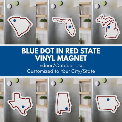 Blue Dot Red State Die-Cut Vinyl Magnet | Customized Democratic Activist Car Decor