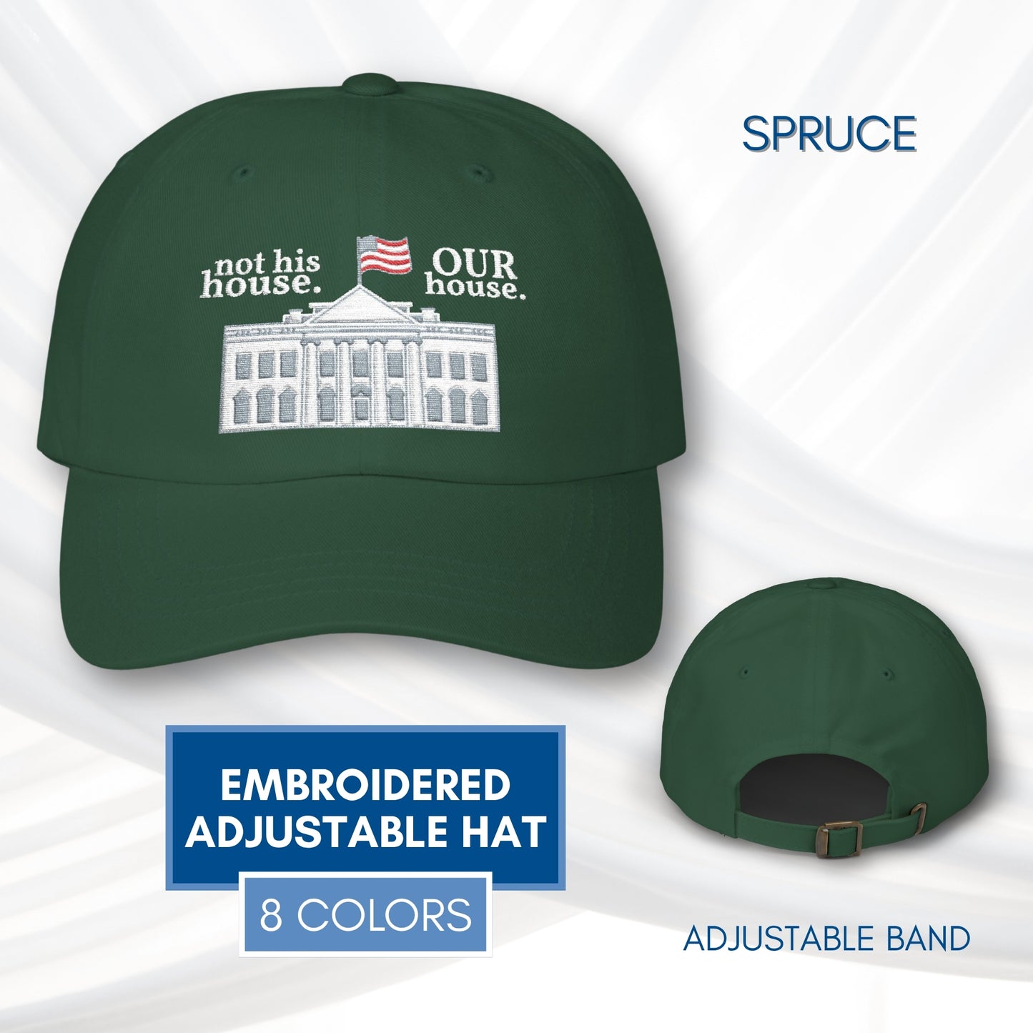 Our House White House Illustration Dad Cap | Patriotic Anti Trump Baseball Hat