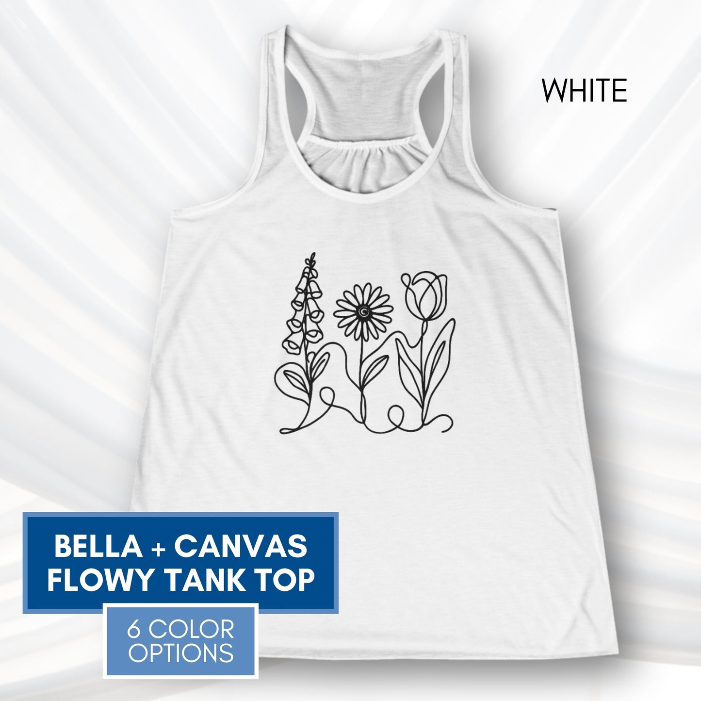 Foxglove Daisy Tulip Racerback Tank Top | Women's Flowy Summer Workout Shirt, Subtle FDT Flowers