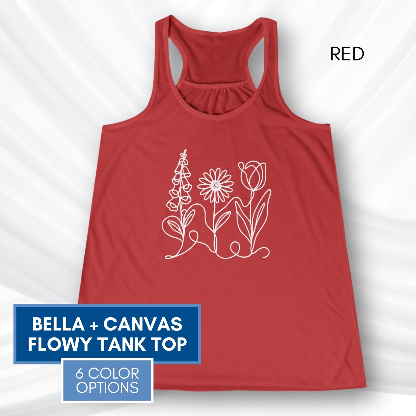 Foxglove Daisy Tulip Racerback Tank Top | Women's Flowy Summer Workout Shirt, Subtle FDT Flowers
