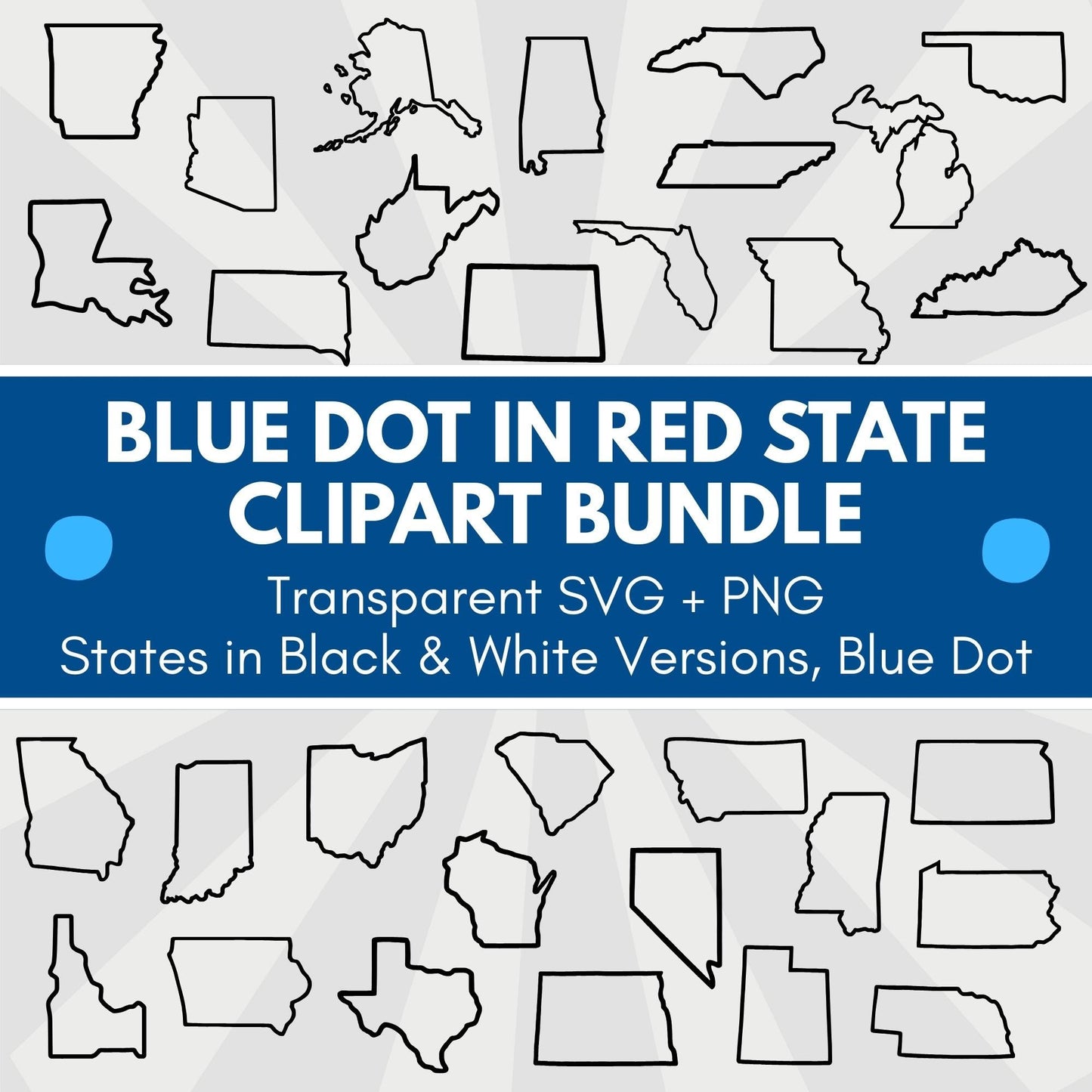 Blue Dot Red State Clipart Bundle | Political Activism Democratic Transparent Designs (Digital Download)
