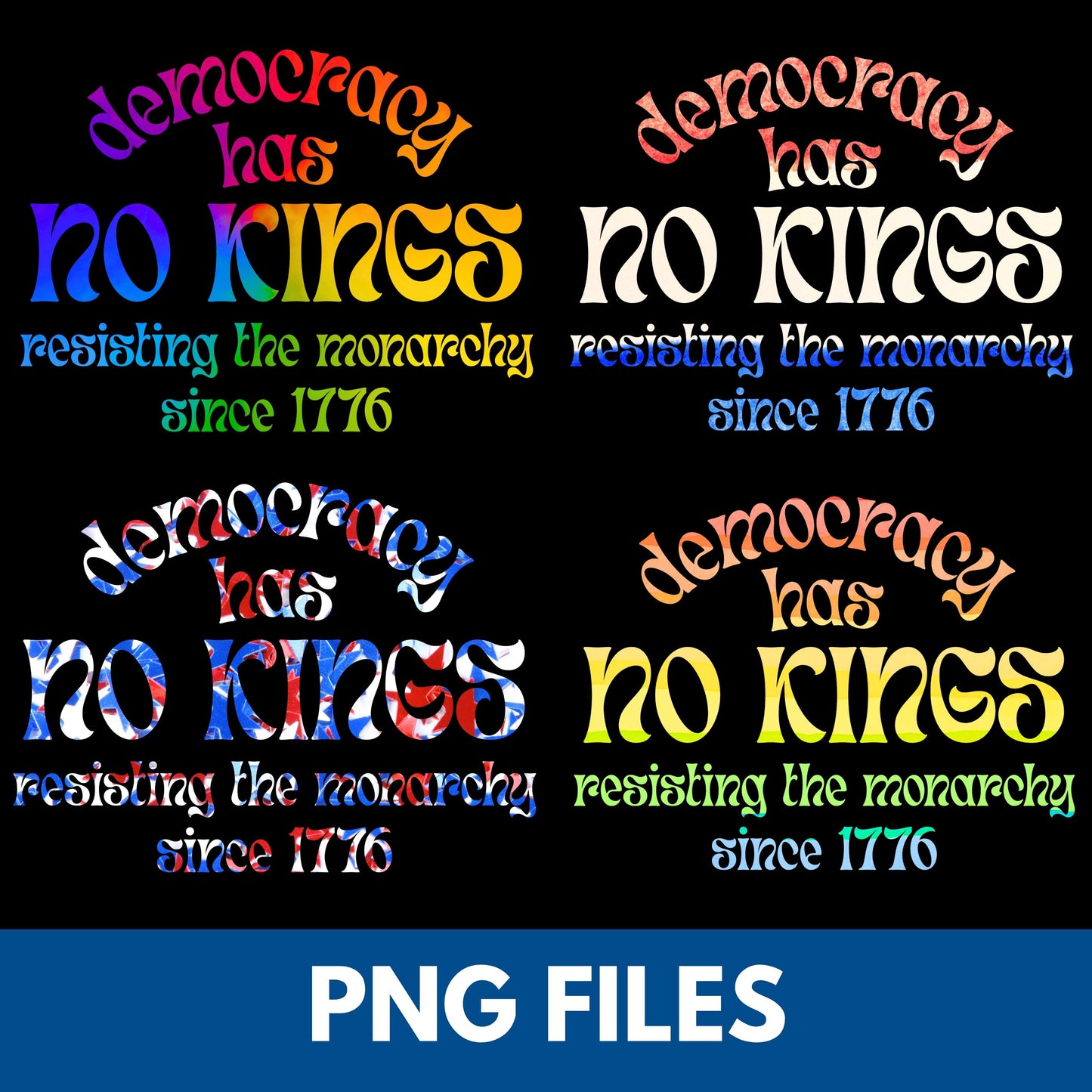 Democracy Has No Kings Clipart | Resisting Monarchy Since 1776 (Digital Download, SVG, PNG)