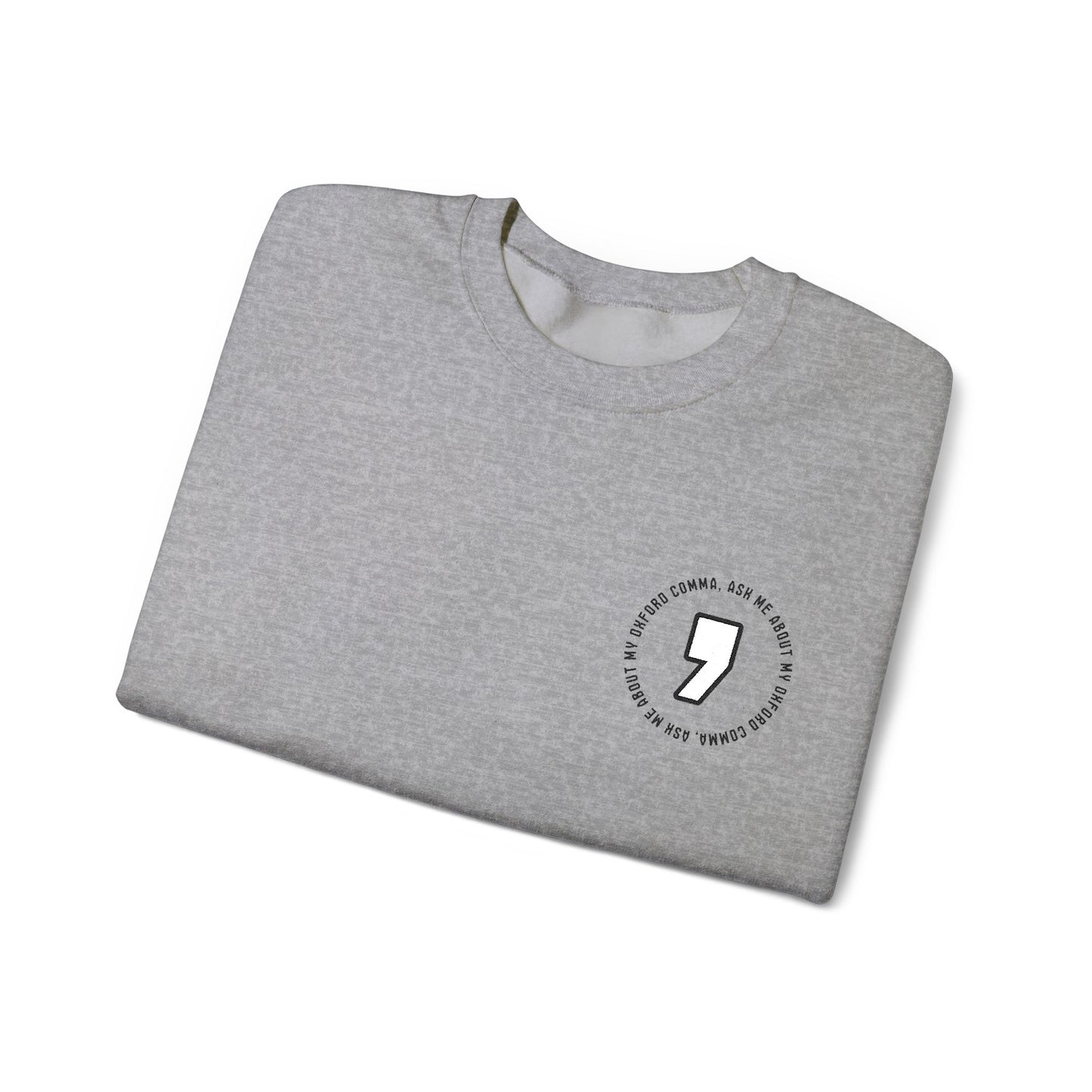 Oxford Comma Embroidered Crewneck Sweatshirt | Literary Apparel, English Language Pullover