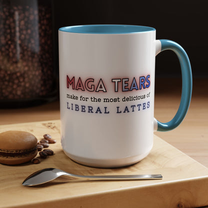 MAGA Tears Liberal Latte Coffee Mug | Color Accent Handle (11 oz or 15 oz)