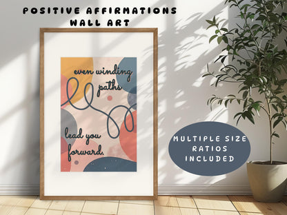 Growth Mindset Encouragement Wall Art | Winding Path Mental Health Poster (Digital Download)