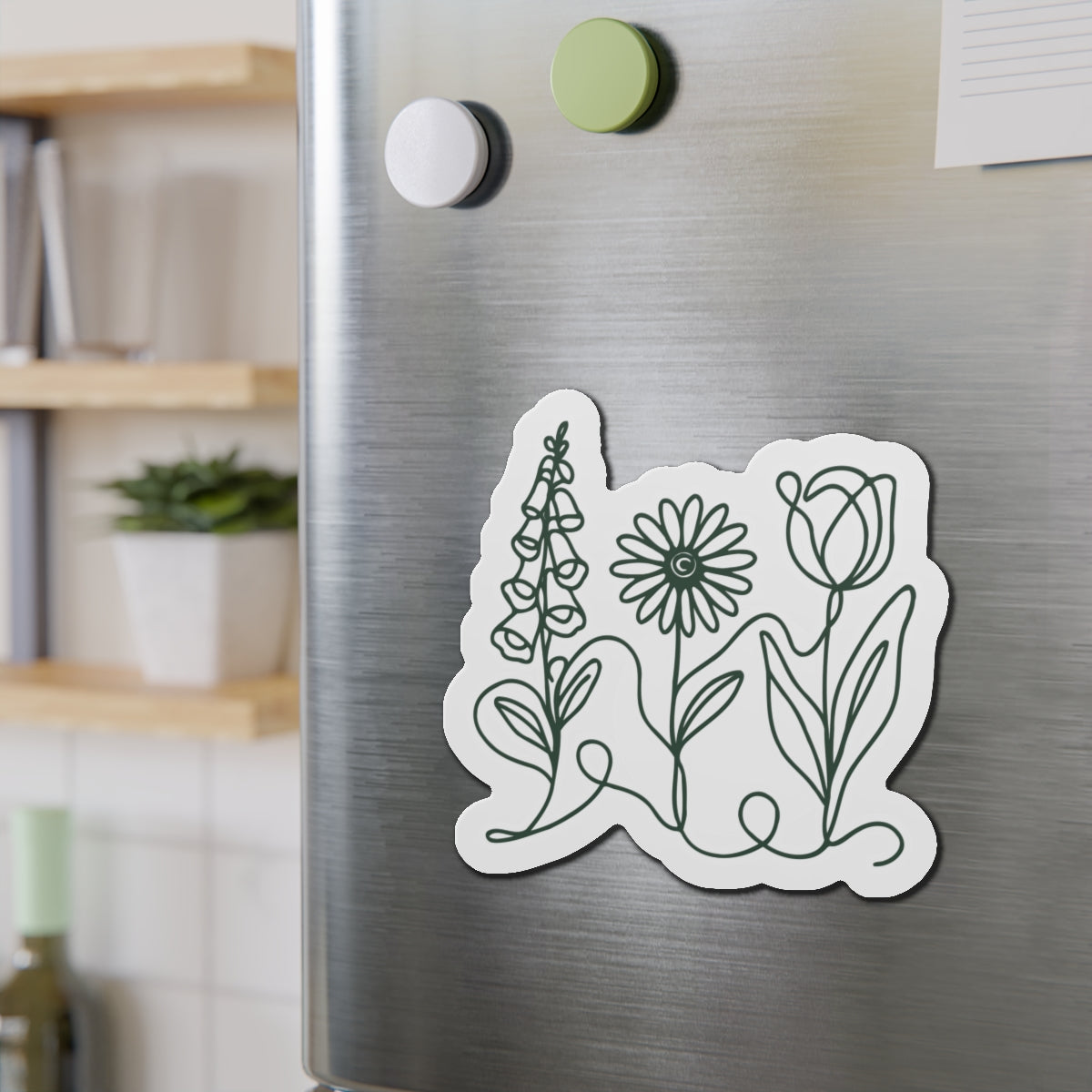 Subtle FDT Foxglove Daisy Tulip Car Magnet - Sage Green | Political Activism Car Decor