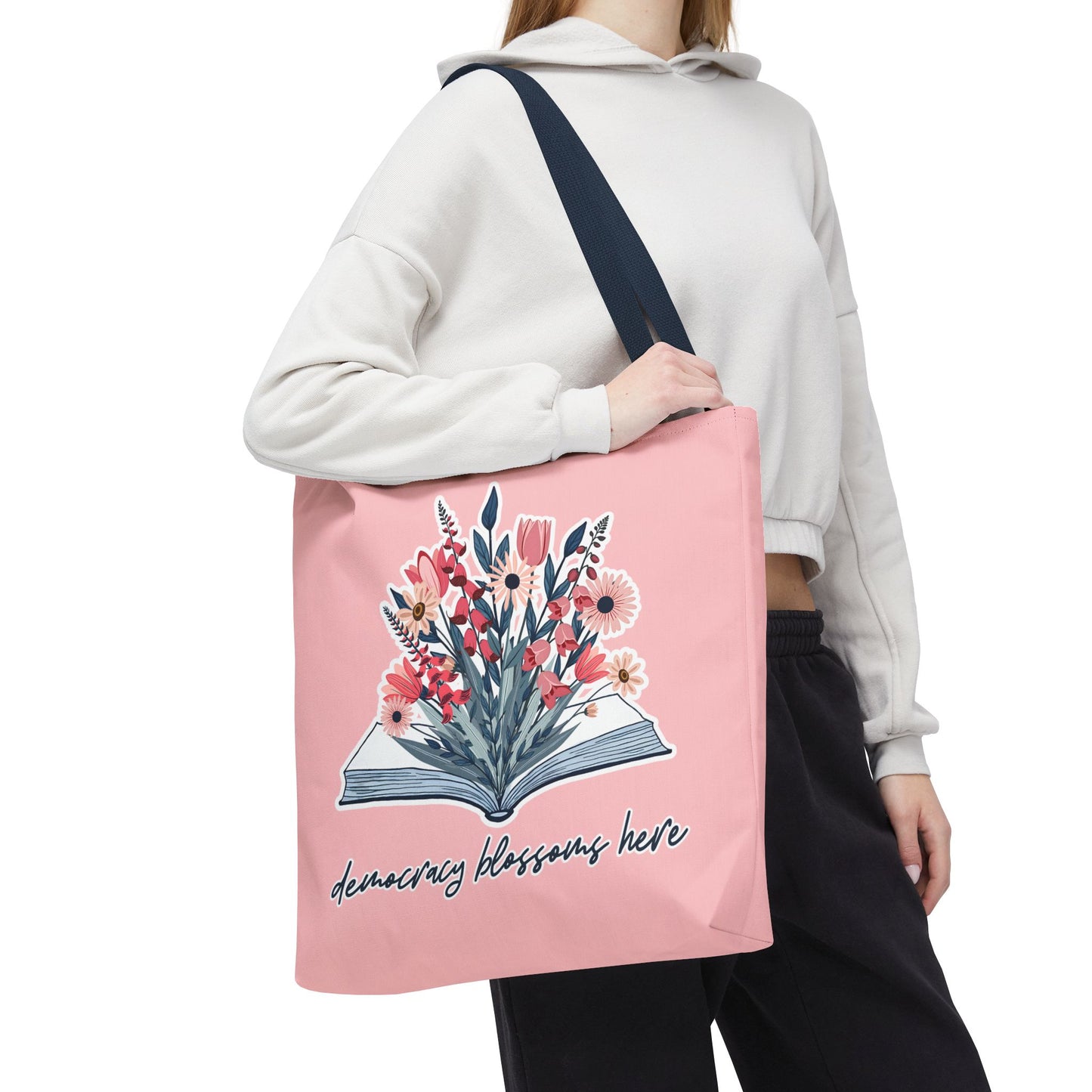 Floral Book Bouquet Library Bag | Reusable Tote - Floral Foxglove Daisy Tulip