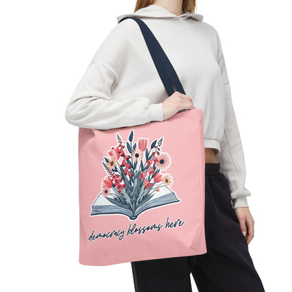Floral Book Bouquet Library Bag | Reusable Tote - Floral Foxglove Daisy Tulip