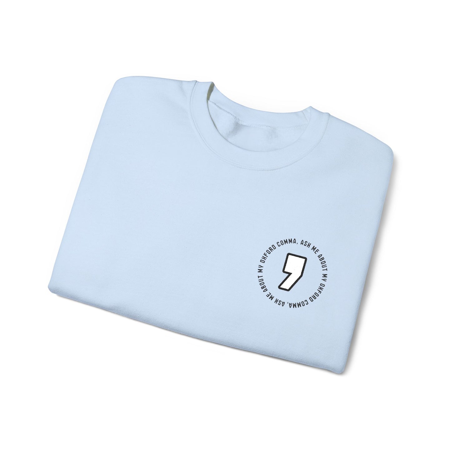 Oxford Comma Embroidered Crewneck Sweatshirt | Literary Apparel, English Language Pullover