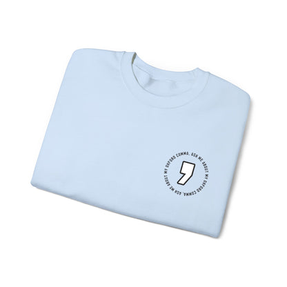 Oxford Comma Embroidered Crewneck Sweatshirt | Literary Apparel, English Language Pullover