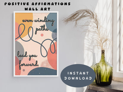 Growth Mindset Encouragement Wall Art | Winding Path Mental Health Poster (Digital Download)