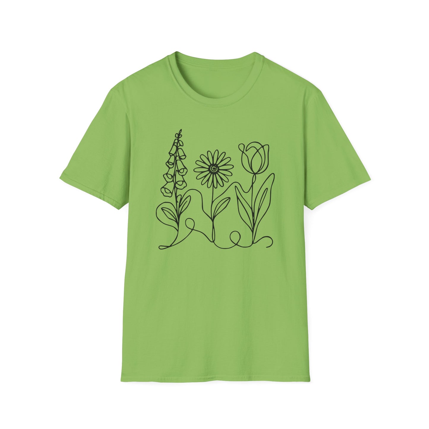 Subtle FDT Flowers Gift Set | Foxglove Daisy Tulip Unisex Cotton T-Shirt + Car Magnet
