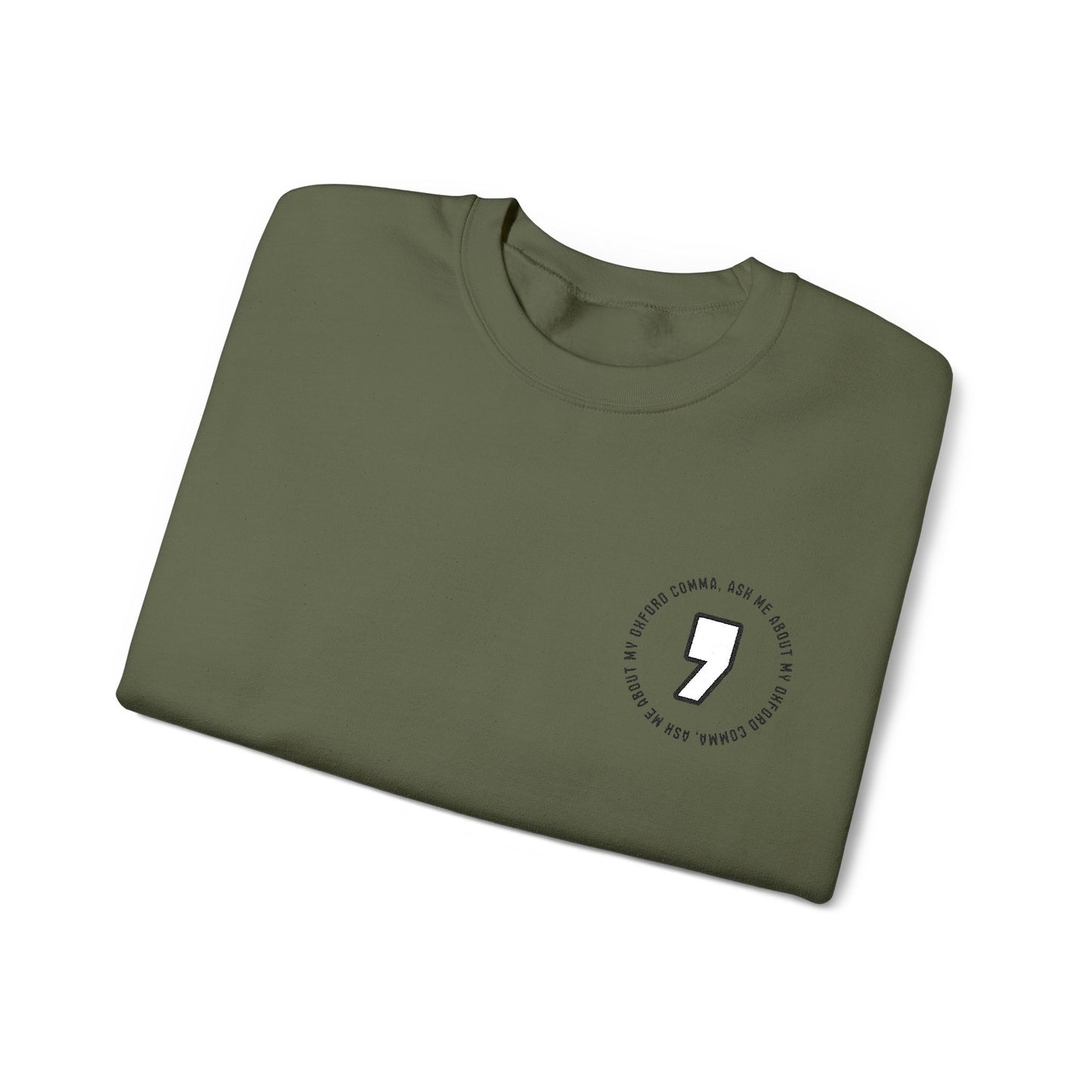 Oxford Comma Embroidered Crewneck Sweatshirt | Literary Apparel, English Language Pullover